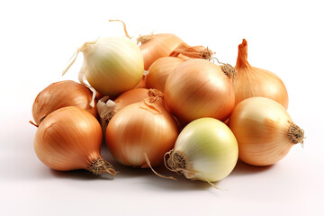 White onions isolated on white background generative ai