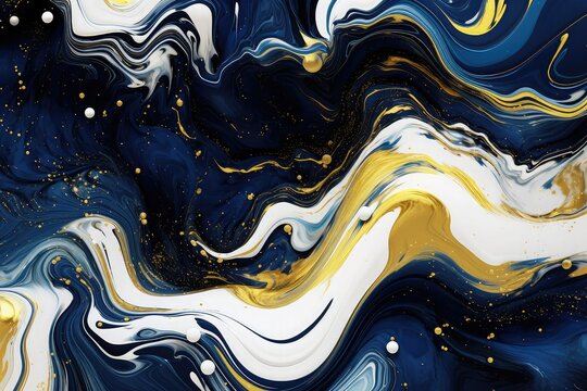 a colorful abstract design on a black background, in the style of dark azure and gold, wavy resin sheets, dark white and dark blue, surreal 3d landscapes, abstraction-création, bold yet graceful a col © 3DArt