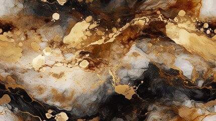Alcohol ink artistic abstract background in brown and black. Created using generative ai.