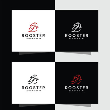 Modern chicken logo vector, made with lines