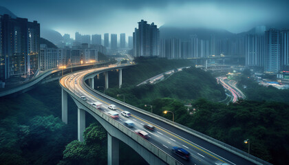 Fototapeta premium highway and high risk building