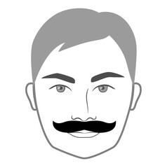 Pancho Villa mustache Beard style men face illustration Facial hair. Vector grey black portrait male Fashion template flat barber collection set. Stylish hairstyle isolated outline on white background