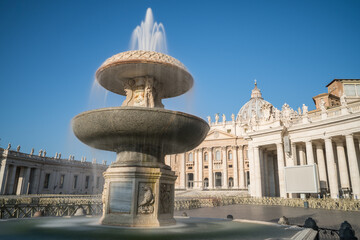 View of Saint Peter's Basilica and square in morning light. Vatican, Italy