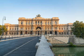 The Palace of Justice seen from the Ponte Umberto bridge in Rome, Italy 