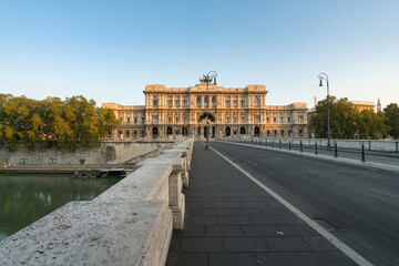 Naklejka premium The Palace of Justice seen from the Ponte Umberto bridge in Rome, Italy 