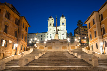 Fototapeta na wymiar Piazza di Spagna square with Spanish Steps in Rome at night, Italy
