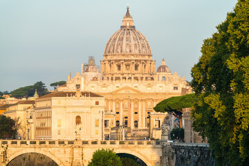 Fototapeta na wymiar St. Peter's basilica at morning light in Vatican. Italy