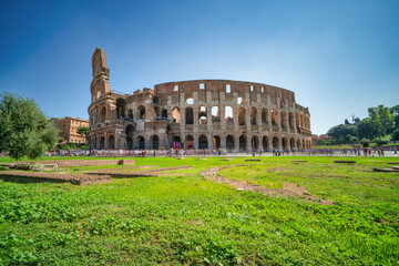 Fototapeta na wymiar The Colosseum in Rome at sunny day, Italy