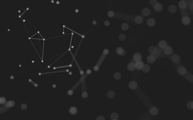 Abstract background. Molecules technology with polygonal shapes, connecting dots and lines. Connection structure. Big data visualization.