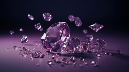 Diamond with tint on the purple background Created with Generative AI technology.