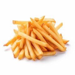 potato french fries on white background for photo product menu