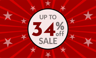 Up to 34% Off, red banner with discount for mega sales