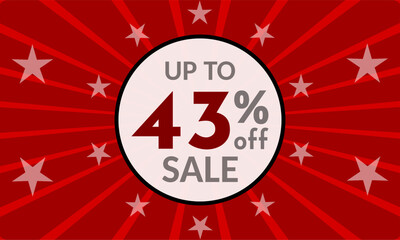 Up to 43% Off, red banner with discount for mega sales