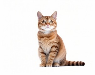 Fototapeta na wymiar Cute cat looking to top isolated in white background