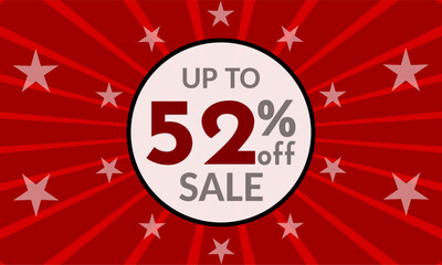 Up to 52% Off, red banner with discount for mega sales