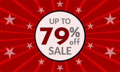 Up to 79% Off, red banner with discount for mega sales