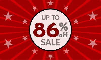 Up to 86% Off, red banner with discount for mega sales