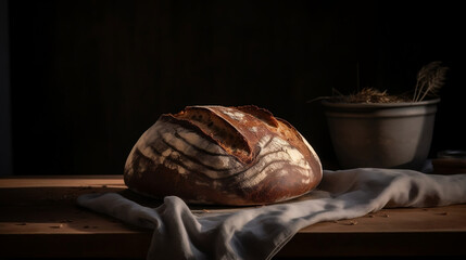 Artisanal Sourdough Bread Loaf image created by Generative AI
