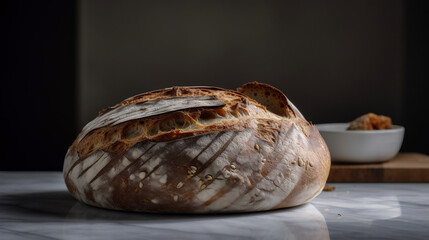 Artisanal Sourdough Bread Loaf image created by Generative AI