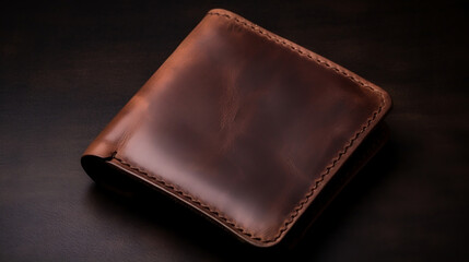 Brown Leather Wallet, Leather image created by Generative AI