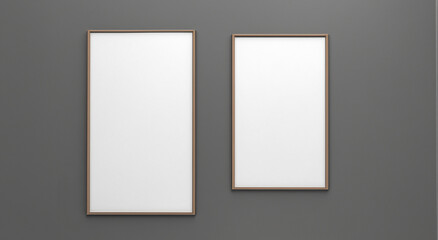 beautiful mockup paintings with white tablecloths on a gray background on the wall