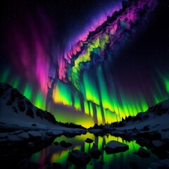 Fototapeta na wymiar Aurora borealis, northern lights, Iceland, Europe. generative ai