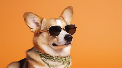 cachorro rico com óculos de sol 