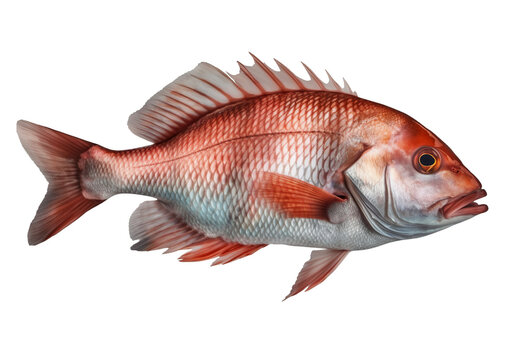 Snapper fish isolated on transparent background. Generative AI.