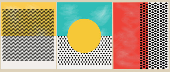 Modern-style abstract illustrations and patterns make color the star of the show. Set of abstract backgrounds in retro style. illustration for your design