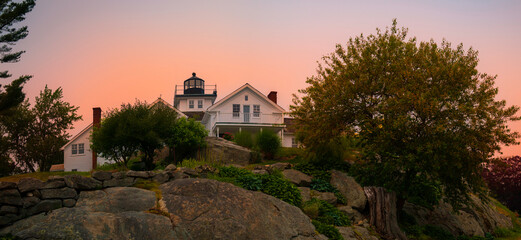 Fototapeta na wymiar Classic New England summer seaside scenery at sunset