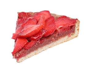 Obraz premium Piece of delicious strawberry tart isolated on white