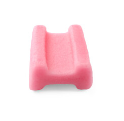 One pink chewing gum isolated on white