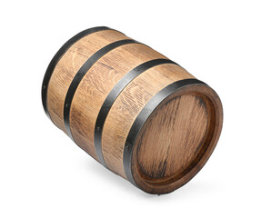 One traditional wooden barrel isolated on white