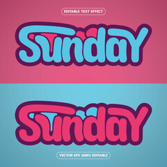 cool sunday text effect template, with typography use for business branding and logos, badges, sticker, shirt, hoodie, retro, for summer design, and holidays colorful graffiti style