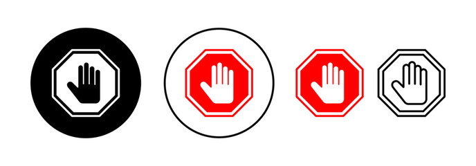 Stop icon vector for web and mobile app. stop road sign. hand stop sign and symbol. Do not enter stop red sign with hand