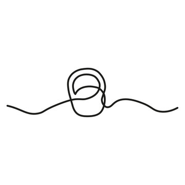 Sports kettlebell one line art. Continuous line drawing of sport, strength, muscular, bodybuilder, weightlifting, dumbbell, athlete. Vector illustration. stock image.