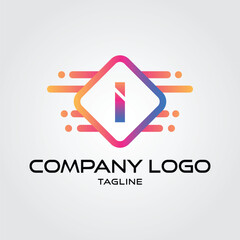 Fototapeta premium Modern initial I Tech Initial logo vector