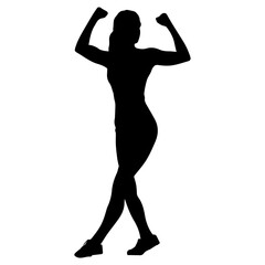 Vector illustration. Silhouette of a woman doing sports. Warm up.