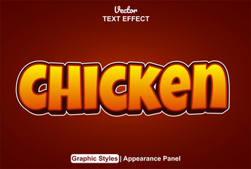 chicken text effect with orange graphic style and editable.