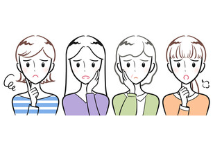 悩んだり困ったりしている女性たち