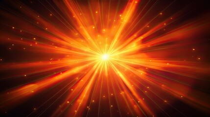Glowing Abstract Sun Burst with Colorful Light Rays and Digital Lens Flare. Sunlight and Star Explosion in Red, Yellow and Orange Hues. Generative AI