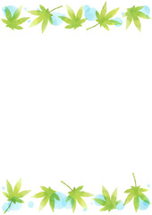 Obraz premium 爽やかな楓と水玉模様のフレームイラスト