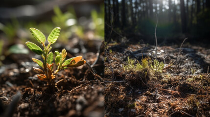 Obraz premium tree sprouting in the forrest 