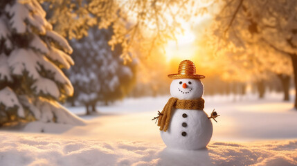 Fototapeta premium snowman with snowflakes