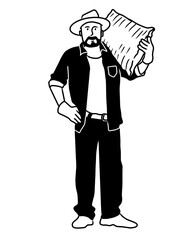 Farmer In Village. Farmer In Country Field