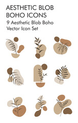 9 Aestheticblob boho vector icon set