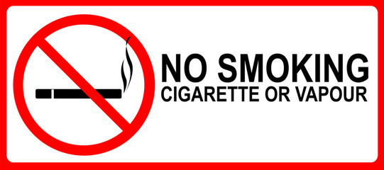 No Smoking Cigarette and Vapour or Non Smoking Area sticker for printing and design