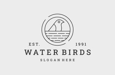 Water birds logo vector icon illustration hipster vintage retro .