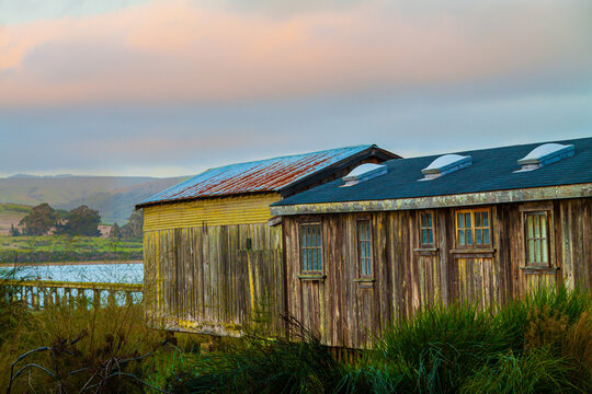Fishing Cabin on The  Shore of Tomales Bay, Inverness, Pt. Reyes National Seashore, California, USA