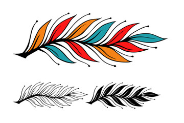 Colored leaves Vector illustration isolated on white